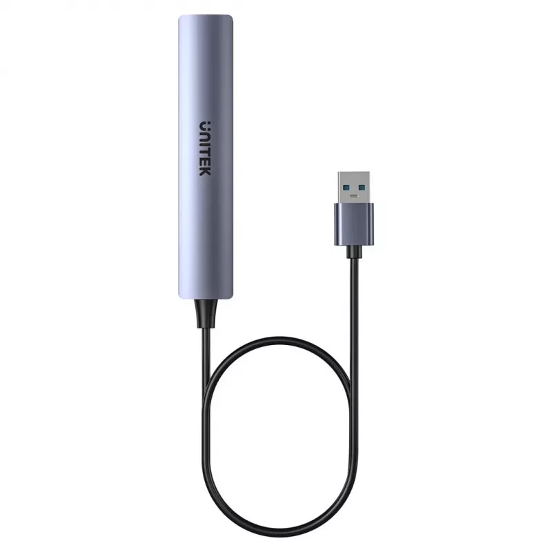 Hub USB Unitek H1208CGY01 — 4 puertos USB 3.0 (5 Gbit/s), compatible con USB 2.0, aluminio