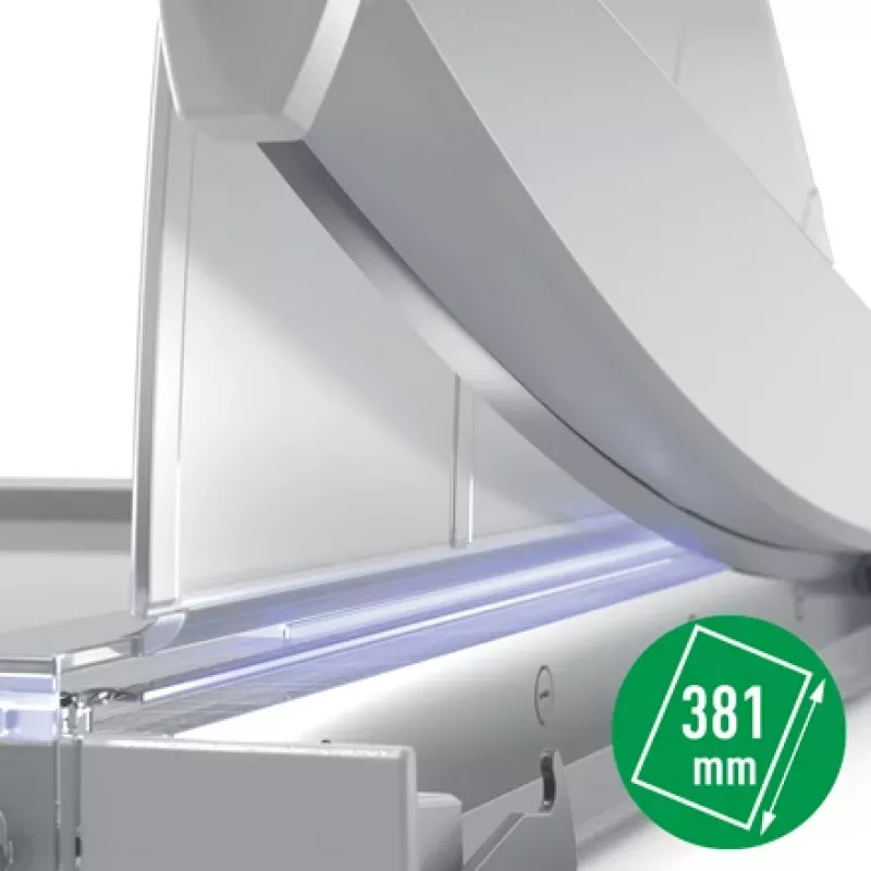 Cortapapeles de precisión Leitz Office A4+, 15 hojas, sujeción manual, acero inoxidable, A4 Maxi, 80 g/m², cristal