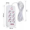 Regleta de enchufes MACLEAN MCE391 W — 6 tomas, 4×USB-A + 1×USB-C, cable de 3 m, 110–240 V, 2500 W, blanca