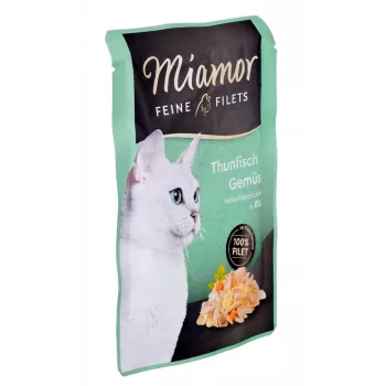 Comida húmeda para gatos Miamor Fine Fillets en gelatina 100 g — pescado con zanahoria, gatos adultos, bolsa