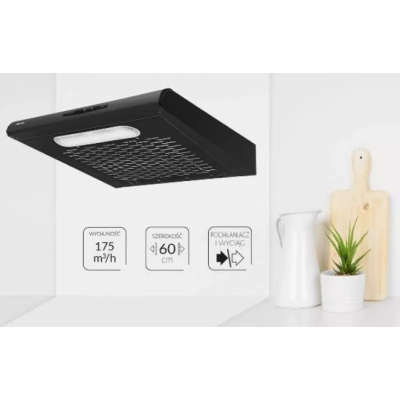 MPM MPM-61-PX-73 campana extractora integrable, 60 cm, LED, negra