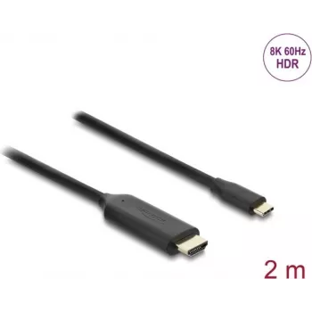 Adaptador de cable de vídeo DELOCK 80599 — USB Type-C a HDMI, 2 m, Negro