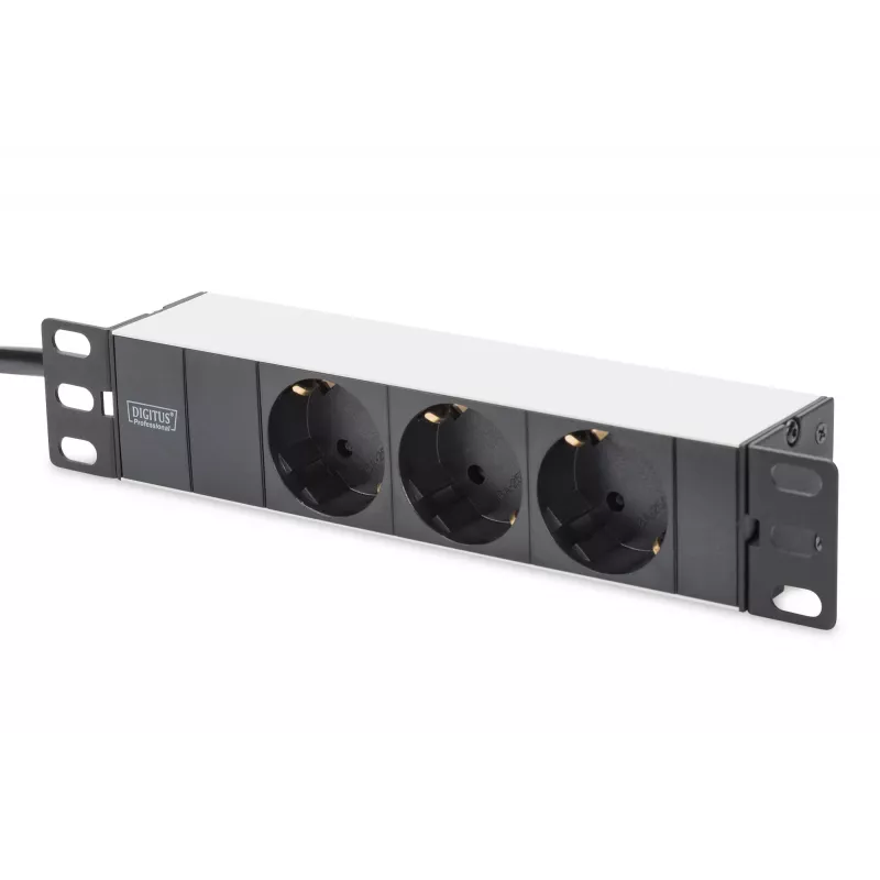 Regleta de enchufes de aluminio Digitus DN-95411 3 tomas de seguridad 2 m