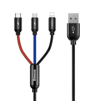 Cable USB BASEUS Colorfone CAMLT-BSY01 1,2 m USB A 3 x USB C negro, rojo, azul