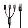 Cable USB BASEUS Colorfone CAMLT-BSY01 1,2 m USB A 3 x USB C negro, rojo, azul