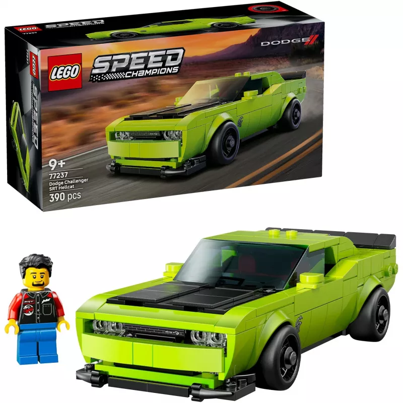 Coche de juguete de construcción LEGO Speed Champions Dodge Challenger SRT Hellcat 77237 — 390 piezas, 1 minifigura, edad recomendada 9+