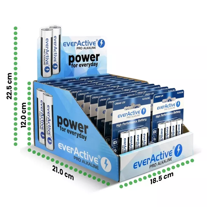 Pilas alcalinas everActive LR64BLPADIS — 96 unidades, tamaño AA