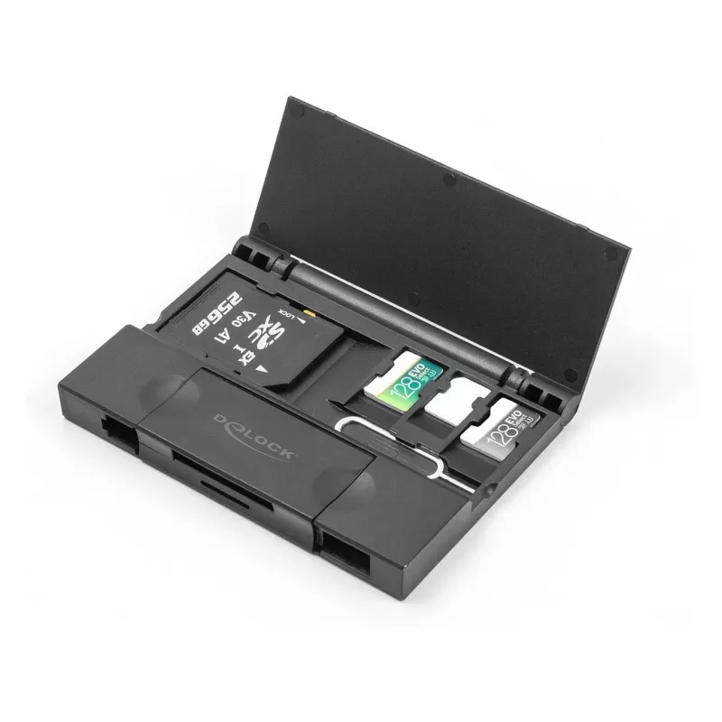 Lector de tarjetas DeLOCK 91014 USB 3.2 Gen 1 Type-A/Type-C negro MicroSD SD