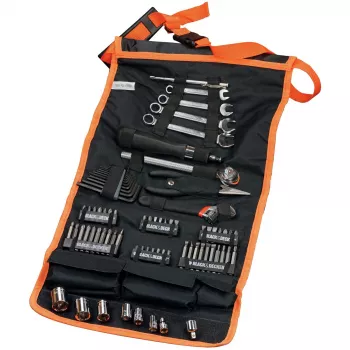 Set de mecánico con bolsa enrollable 76 piezas negro naranja