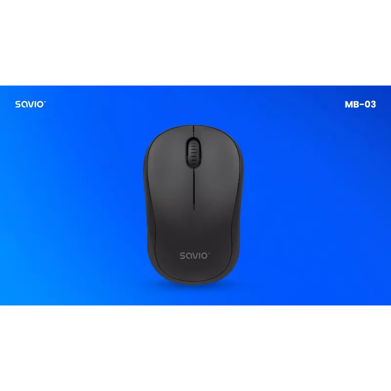 Savio MB-03 ratón óptico inalámbrico, receptor USB de 2,4 GHz, 1000 DPI, 3 botones, pila AA, 99x60x39 mm, 51 g, negro