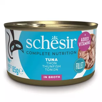Comida húmeda para gatos Agras Pet Foods Schesir en caldo de cocción — Atún 85 g, adulto, 13 % proteína, 2,5 % grasa