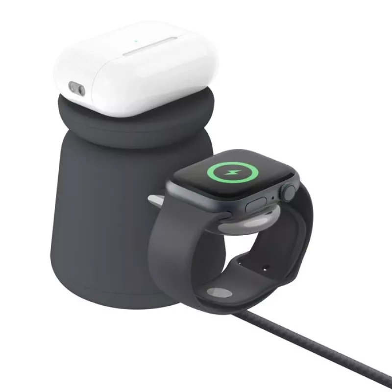 Cargador inalámbrico Belkin WIZ027VFH36 2 en 1 magnético Qi2 15W para iPhone y Apple Watch