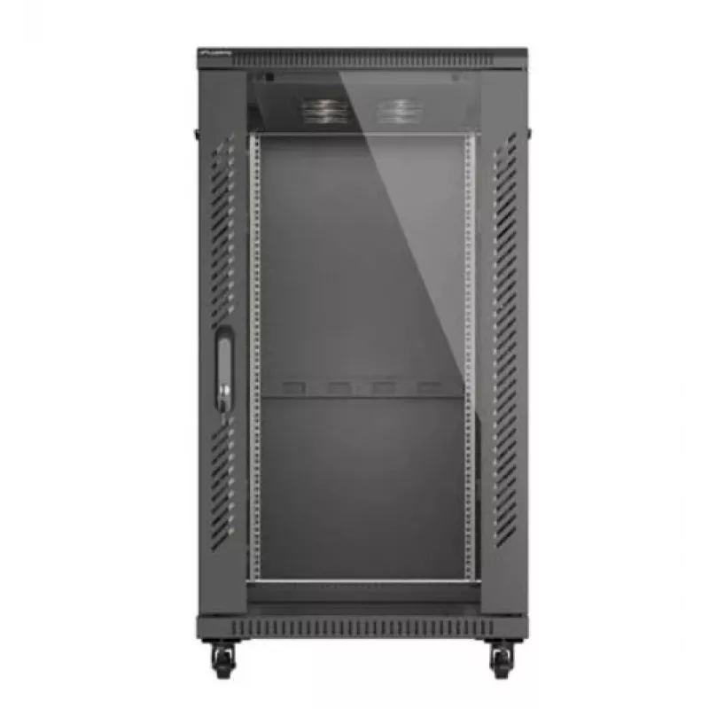 Armario rack LANBERG FF01-6222-12B 22U 600x1200 mm negro con puertas frontal y trasera de cristal
