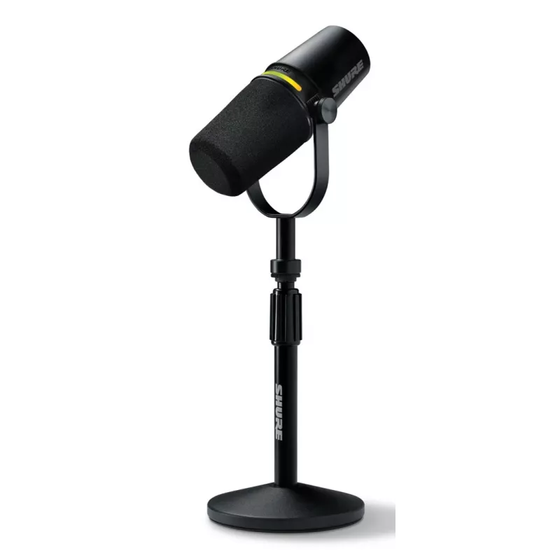 Shure MV7+-K-BNDL - micrófono para locución/canto con conexión XLR/USB-C, negro + soporte de mesa GATOR