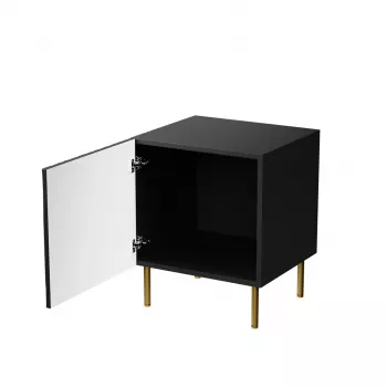 Set de mesitas de noche 2 uds. cama meble JUNGLE — 53,5×40,5×44 cm, negro mate MDF/aglomerado, patas doradas