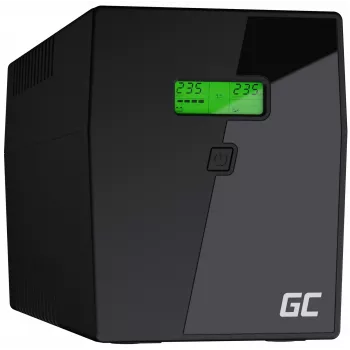 Sistema de alimentación ininterrumpida Green Cell UPS09 — Line-Interactive 3 kVA / 1400 W, 230 V, LCD, torre, 5 tomas Type-F