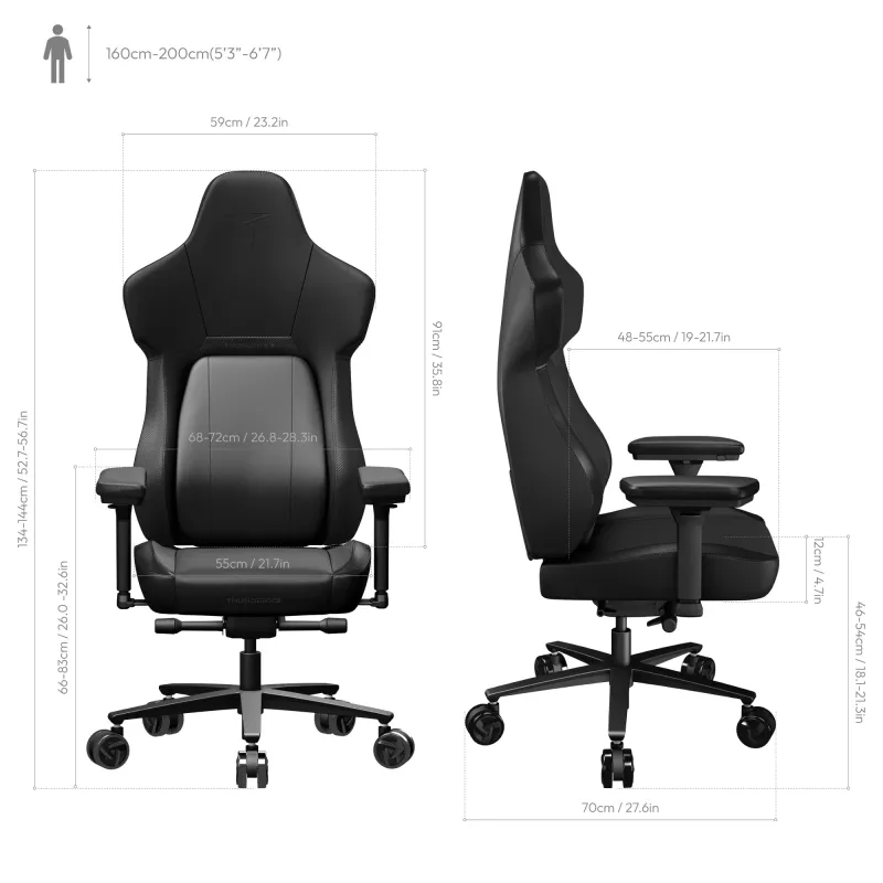 ThunderX3 CORE Silla gamer universal moderna, asiento acolchado, negro