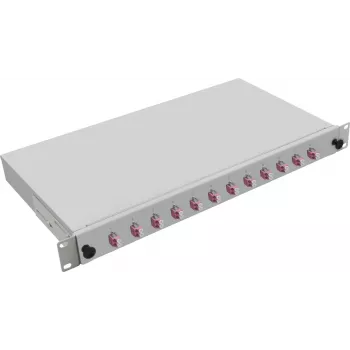 Caja de distribución de fibra óptica helos LWL 252009 – Rackmount 1HE, 12× LC MM