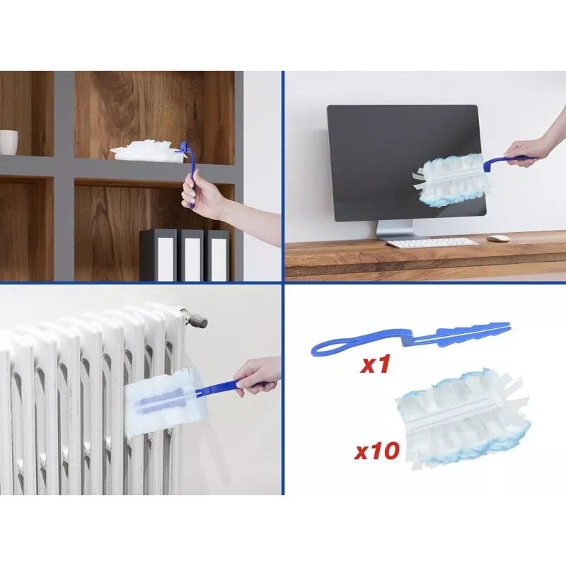 Set de plumero Beper C203PUL004 con 10 recambios — set de plumero de mano, cabezales de microfibra intercambiables