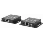 Manhattan Kit extensor HDMI sobre Ethernet 4K, amplía la señal 4K@30Hz hasta 40 m o la señal 1080p@60Hz hasta 70 m con un solo cable Ethernet Cat6, transmisor y receptor, Power over Cable (PoC), negro, tres años de garantía