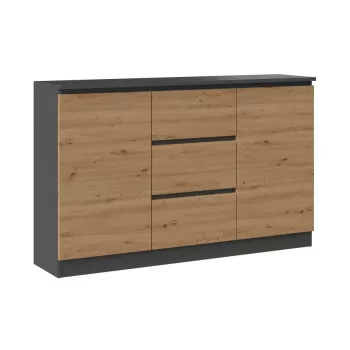 Cómoda 2D3S 120x30x75 cm, antracita/artisan