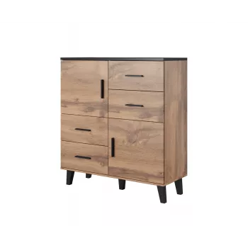 Aparador Cama LOTTA 110 2D4S roble wotan/negro mate