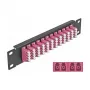 Panel de parcheo de fibra óptica DeLOCK 10 inch 12 puertos LC cuádruple violeta 1U negro