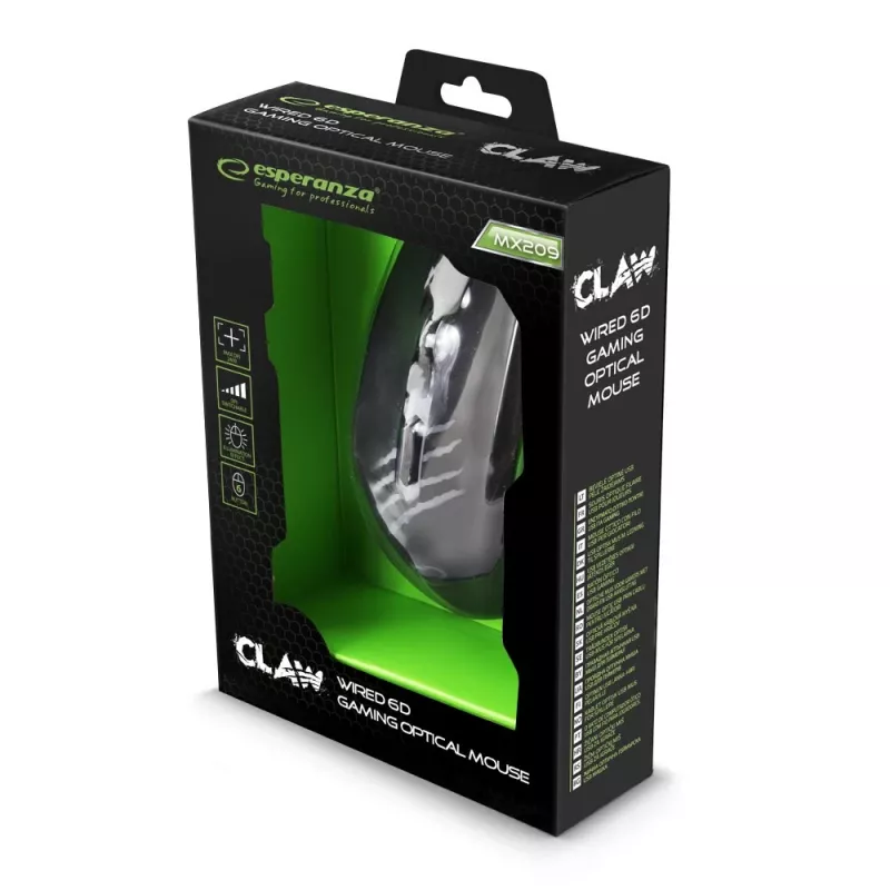Ratón Esperanza EGM209G para diestros USB Type-A óptico 2400 DPI