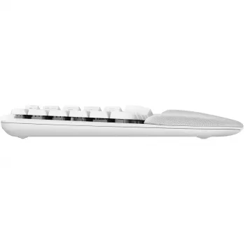 Logitech Wave Keys Teclado con reposamuñecas acolchado inalámbrico Bluetooth LE QWERTY blanco roto (PAN)