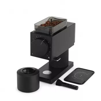 Molino de café eléctrico Fellow Ode 2nd Generation — 140 W, depósito de granos de 100 g, muela de acero inoxidable, 230 V, negro