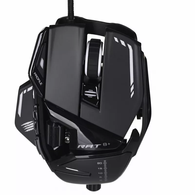 Ratón gaming MadCatz R.A.T. 8+ — Diestro, óptico, 16000 DPI, 11 botones, USB Type-A, 145 g