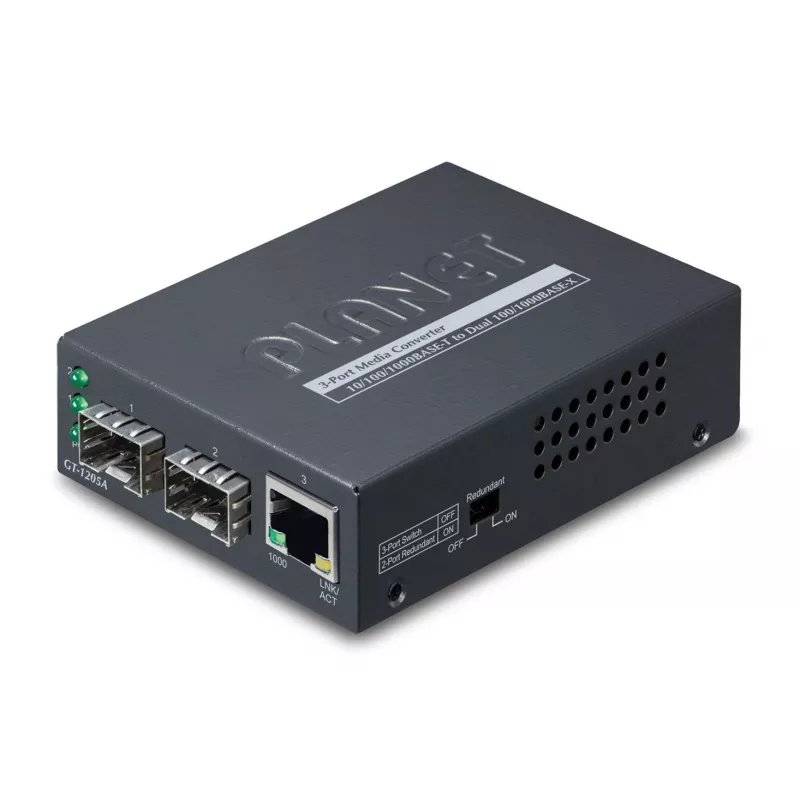 PLANET GT-1205A conversor de medios de red 1000 Mbit/s negro