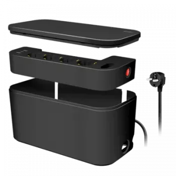 Regleta LogiLink LPS282U 4 tomas de corriente con seguridad 2 USB-A 1 USB-C negra