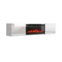 Mueble TV Cama Meble LUXE 1826×345×375 mm blanco brillante con chimenea eléctrica negra incorporada (1400–1600 W)