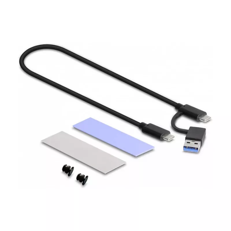Carcasa para SSD DeLOCK externa USB Type-C combo para M.2 NVMe PCIe o SATA SSD sin herramientas