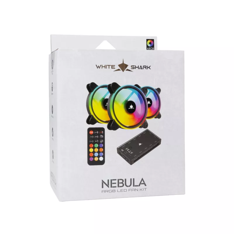 Kit de ventiladores para carcasa White Shark Nebula-2 negro – ventilador ARGB de 120 mm (kit)
