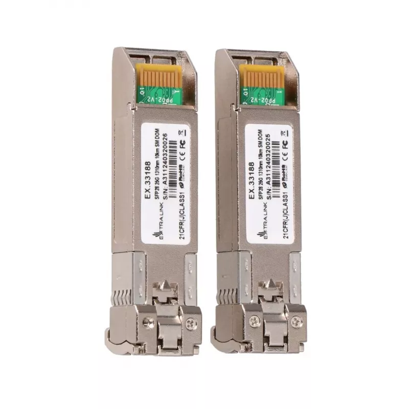 Extralink SFP28 25G pack de 2 | Módulo SFP28 | 25Gbit/s, LC/UPC dúplex, 1310nm, 10km, monomodo, DOM módulo transceptor de red