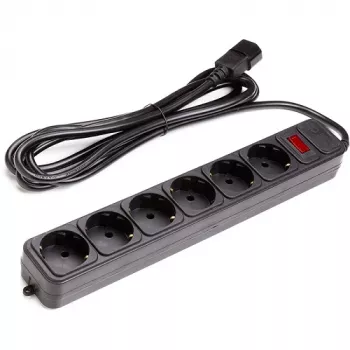 Alargador UPS 3 m, 6 tomas, con interruptor, negro