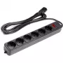 Alargador UPS 3 m, 6 tomas, con interruptor, negro
