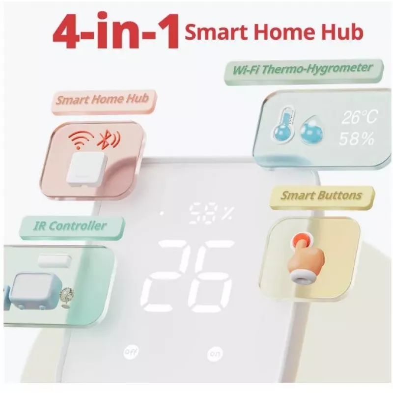 SwitchBot Hub 2 W3202100 hub para casa inteligente, transmisor IR, termohigrómetro, blanco