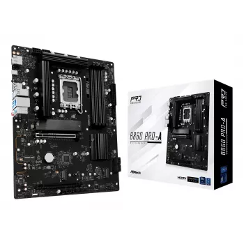 Placa base ASRock B860 Pro-A — Intel B860 ATX, LGA 1851, DDR5, 4x DIMM, 256GB, LAN 2.5Gb, 1x M.2, 4x SATA III