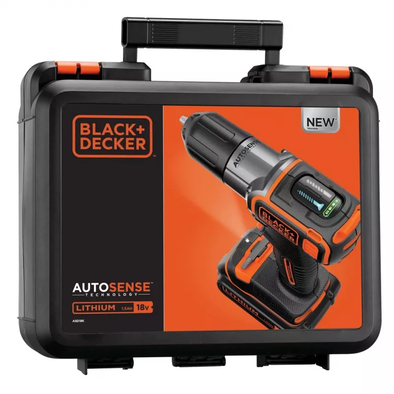 Taladradora Black & Decker ASD18K-QW, sin llave, 1,5 Ah, negro/naranja