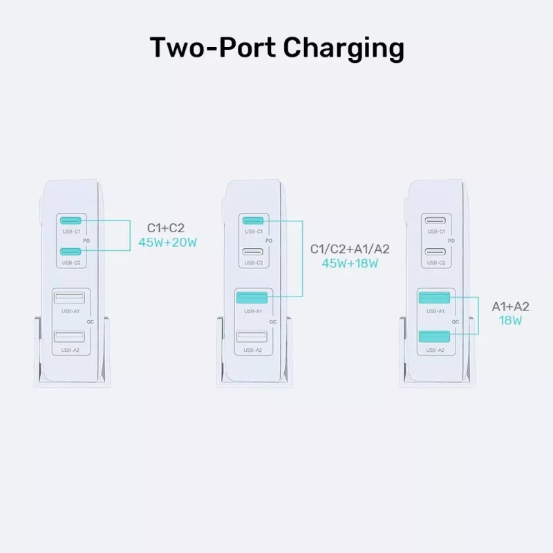 Cargador de sobremesa Unitek P1228AWH01-EU 70W 2×USB-A 2×USB-C