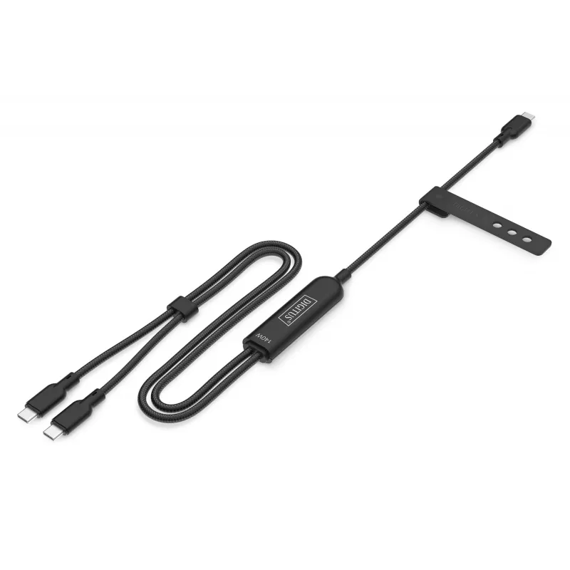 Cable de carga DIGITUS USB-C 2en1 140W, USB-C a 2×USB-C, 1,8 m, USB 2.0, negro