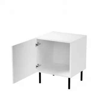 Mesita de noche Cama Meble JUNGLE 53,5×40,5×44 cm blanco mate, MDF y aglomerado, patas negras, set de 2
