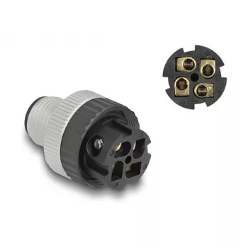 Conector DeLOCK M12 codificación A 4 polos conector macho conexión por tornillo 60533