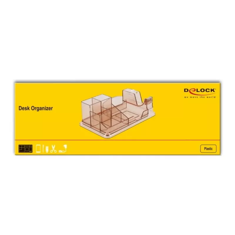 Organizador de escritorio DeLOCK 18341 transparente marrón plástico 145x250x85mm