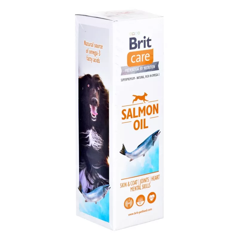 Complemento líquido de aceite de salmón Brit Care 500 ml para gatos y perros – cuidado de la piel y el pelaje