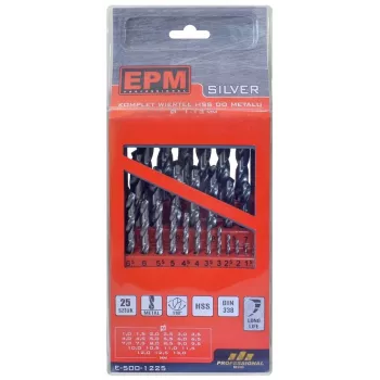 Juego de brocas HSS OEM E-500-1225, 25 piezas, tamaños 1–13 mm