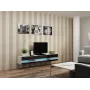 Soporte de TV Cama Meble VIGO NEW 30/180/40, parte superior blanca, marco negro brillante, 1800×400×300 mm